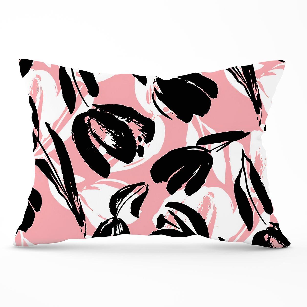 Nature Flat Spring Flower Motif In Pink And Black Color Cushions