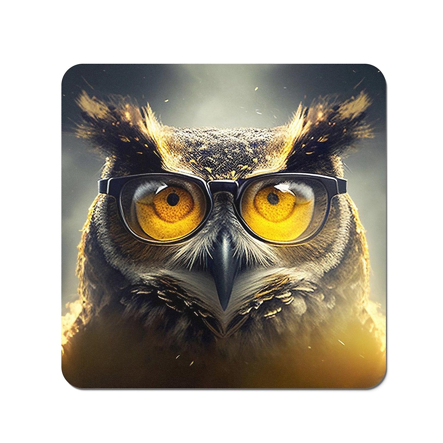 Owl With Glasses Splashart Coasters