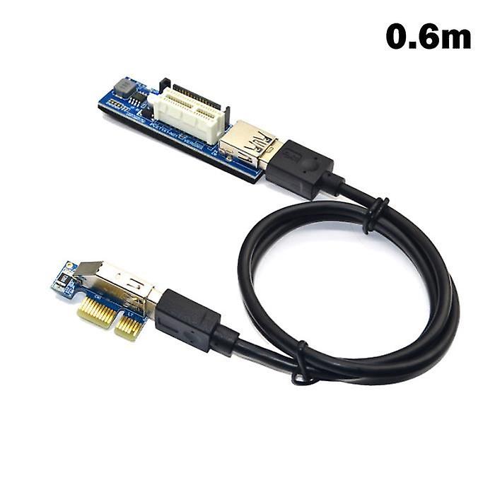 0,6 m PCI-e Riser-Uitbreidingskabel 1X tot 16X voor GPU Mijnbouw Aangedreven Riser Adapter Kaart 4Pin/6Pin/SATA/15Pin