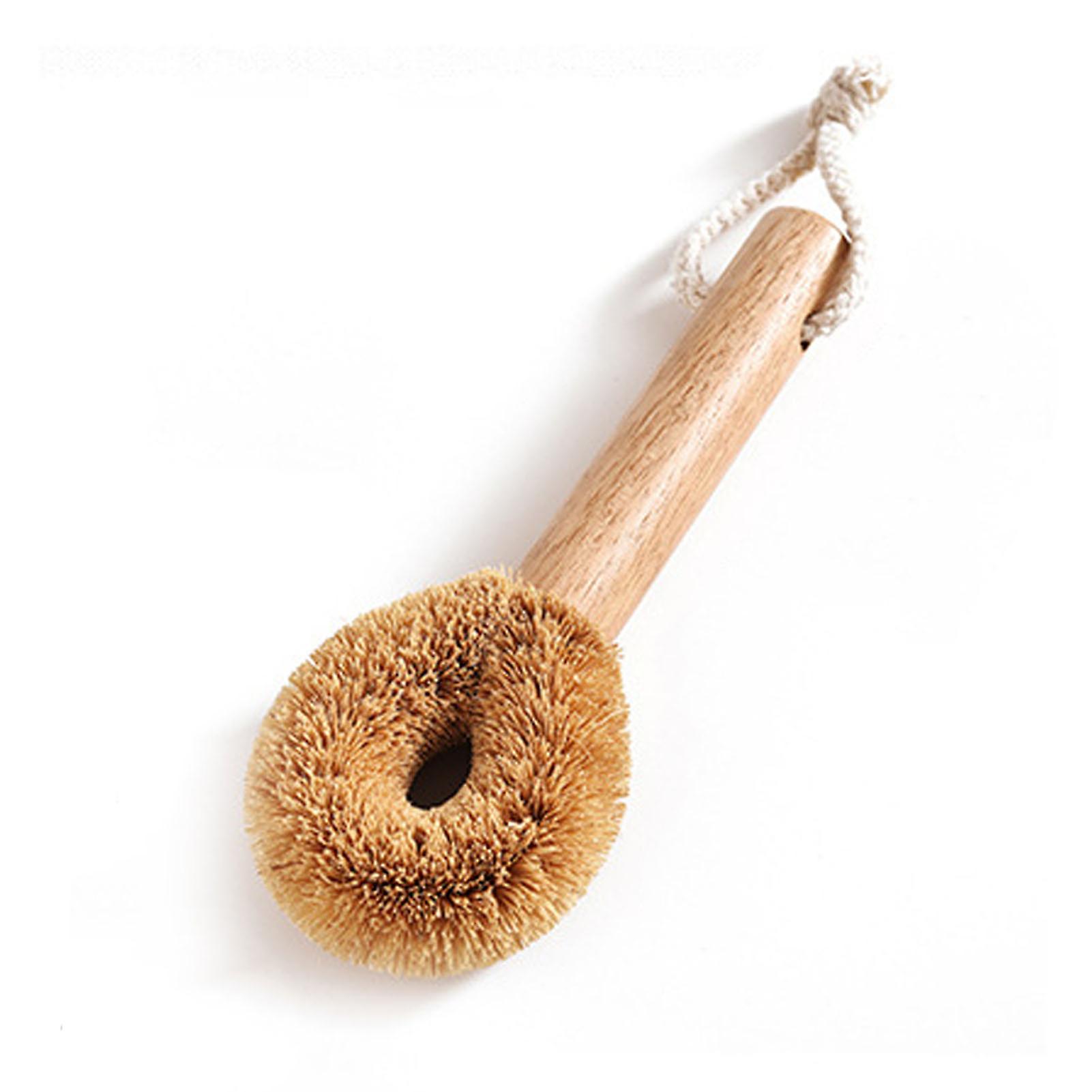 Short Handle Dish Brush Kitchen Dish Brush with Bamboo Handle for Pans Pots Cleaning