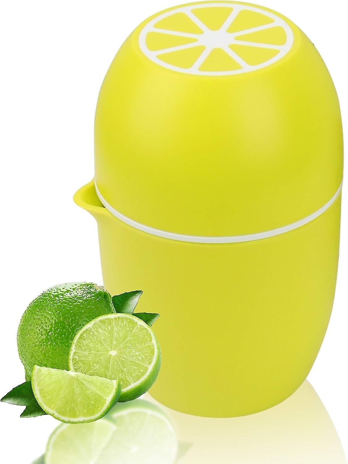 Manual Citrus Juicer with Unique Lemon Shaped Design Two Modes of Use for Different Fruits (Yellow)