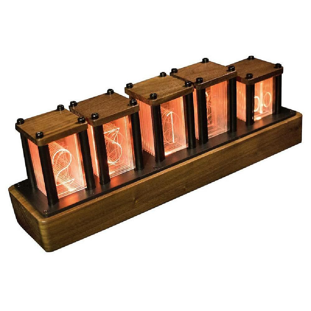 GreenZech Led Rgb Pseudo Glow Tube Digital Clock Nordic Style Desktop Assembly Walnut Decoration