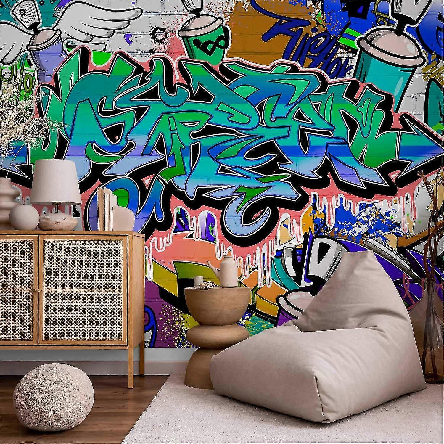 Self-adhesive Wall Mural - Graffiti: blue theme