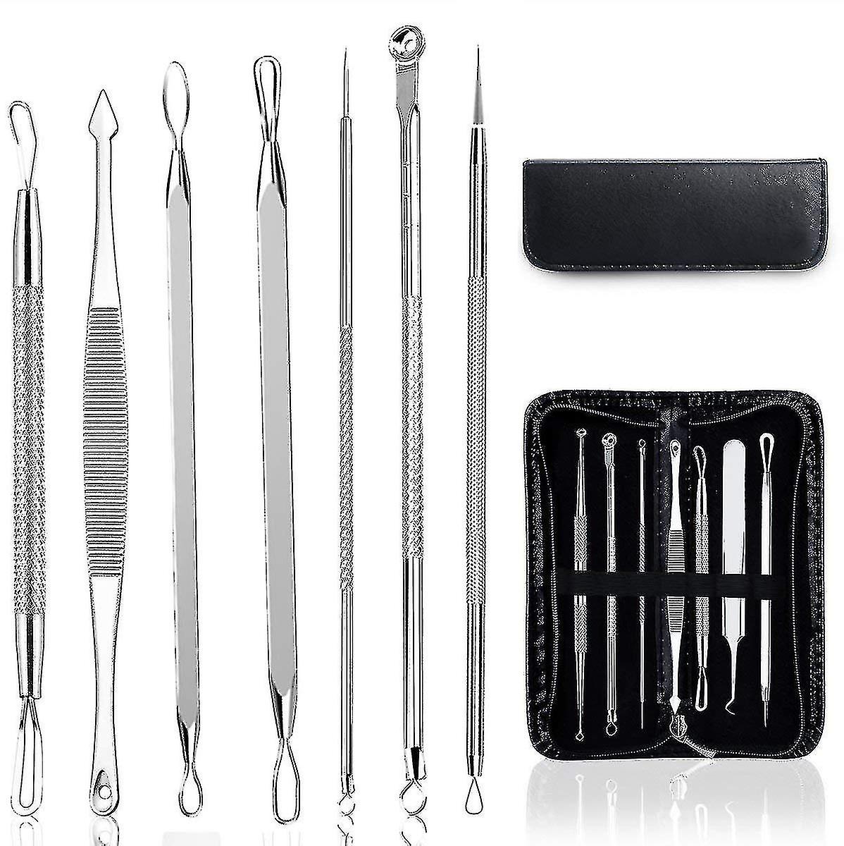 Blackhead Remover Removal Tool, Stainless Steel Pimple Popper Tool Black, 7 In Blackheads Splinter Remover Removal Tool