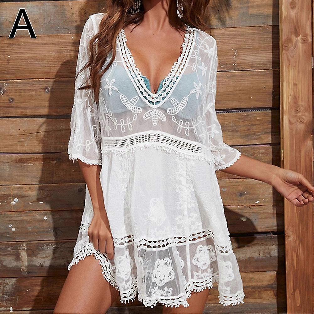 Uudet V-aukkoiset pitsikirjonnalla varustetut aurinkosuojavaatteet