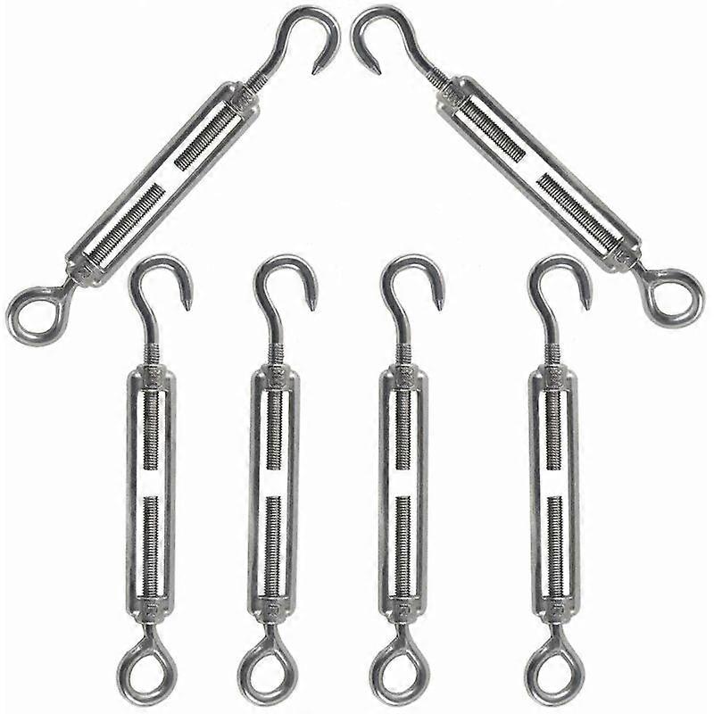 Stainless Steel Adjustable Turnbuckle Hook And Eye Set Heavy Duty M5 6pcs