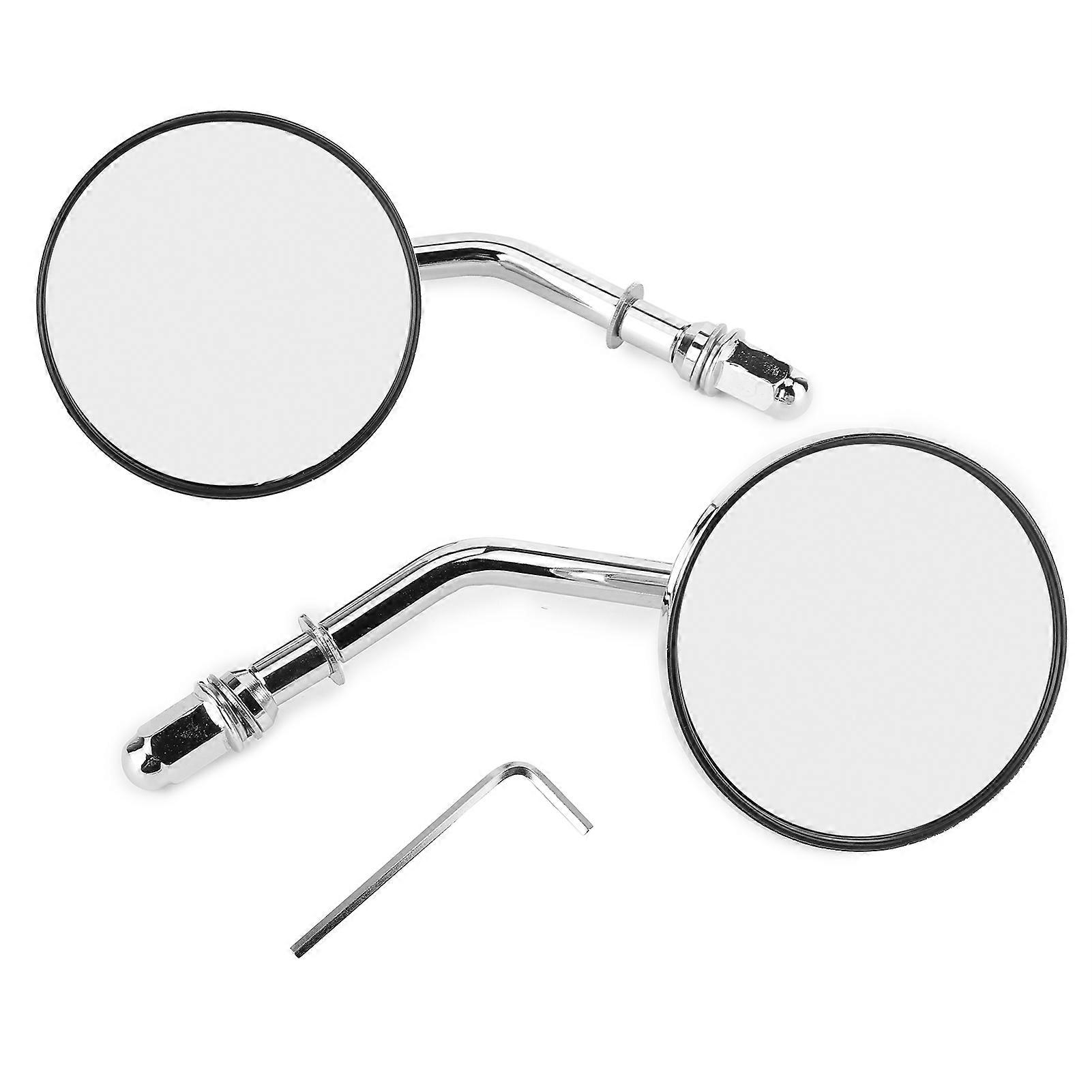 2pcs Motorcycle Handlebar Mirrors Rearview End Bar Foldable Round 360 Adjustable E2U311