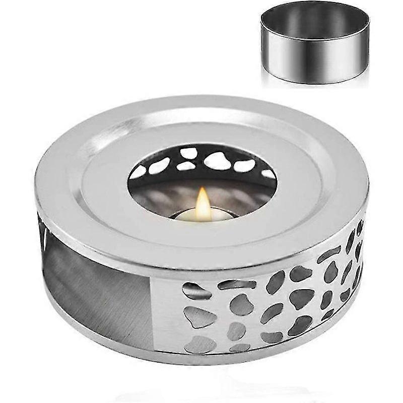 Set of 2 Stainless Steel Candle Stoves - Glass Flower Teapot & Insulated Warmer - Perfect for Outdoor Tea Time Adventures