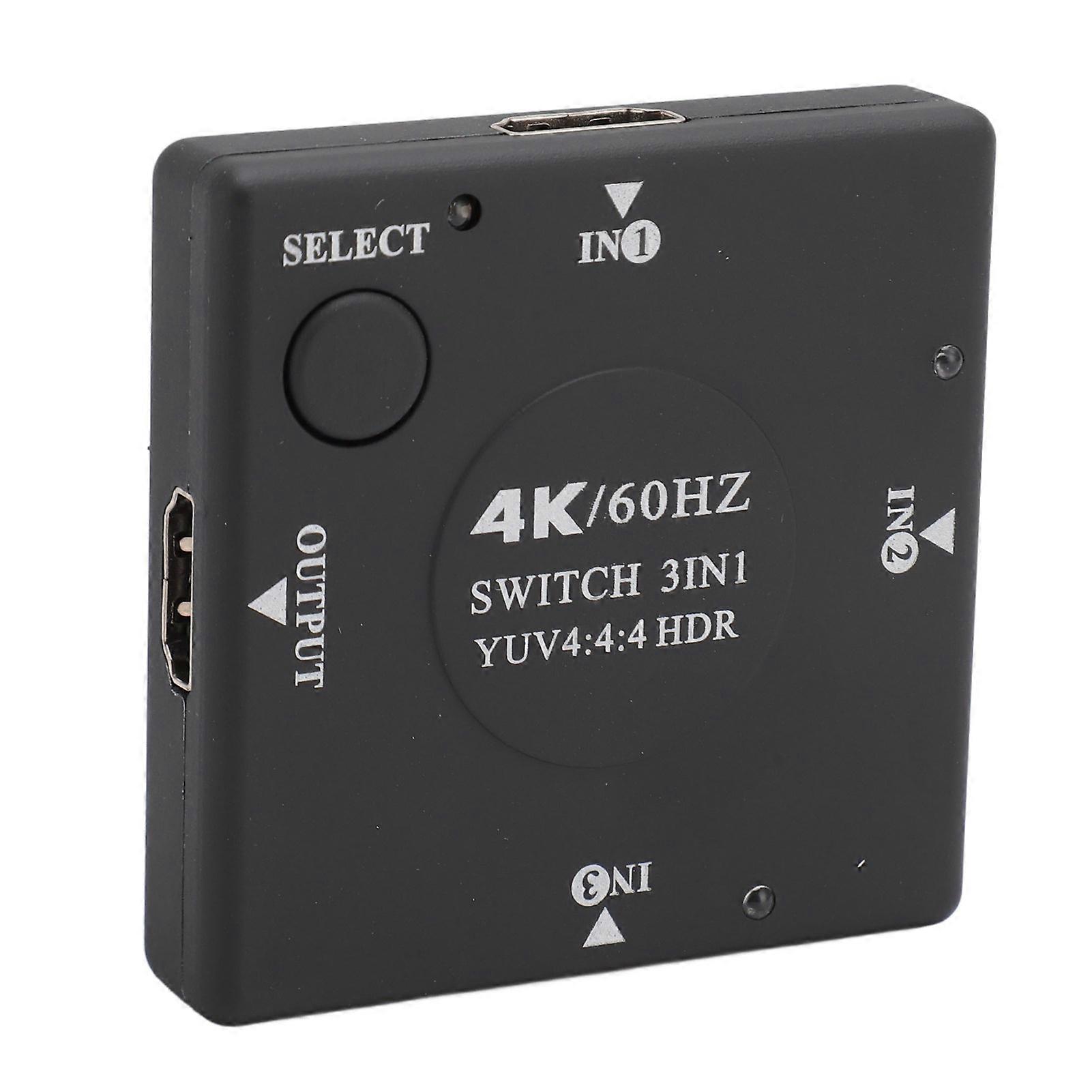 HD Multimedia Interface 2.0 Switch 4K 60HZ 3 in 1 Out HD Multimedia Interface Selector for Digital HD TV DVD Player Projector AV Receiver
