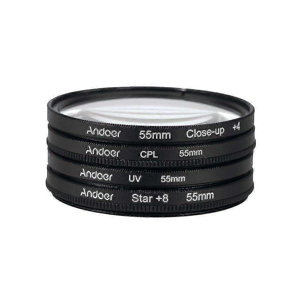 Andoer 55mm UV+CPL+Close-Up+4 +Star 8-Point Filter Circular Filter Kit Circular Polarizer Filter Mac TY