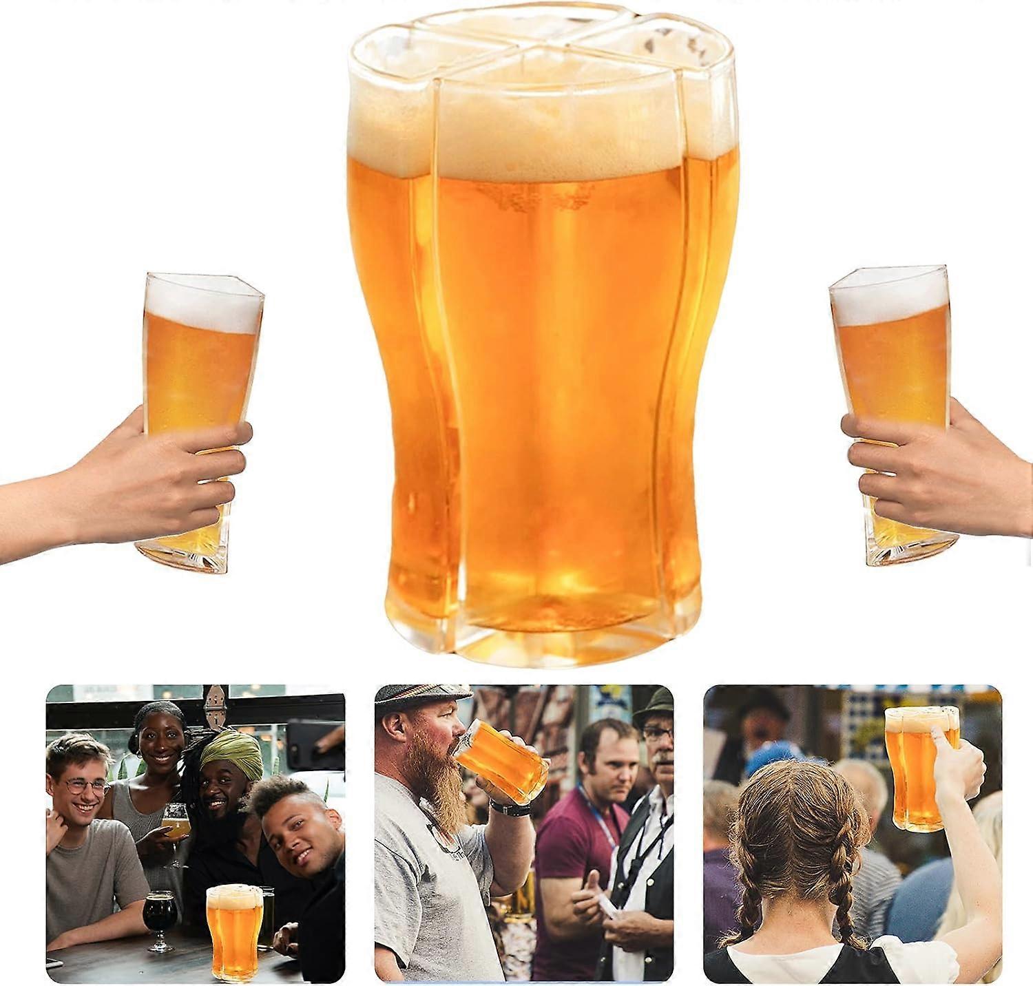 4-in-1 Transparente Bierglas, Acryl Bierglas, Trennbar Bierglser, Super Schooner Bierkrug Bruchsicher, Tragbar, fr Oktoberfest, Bar, Restaurant, Gebur