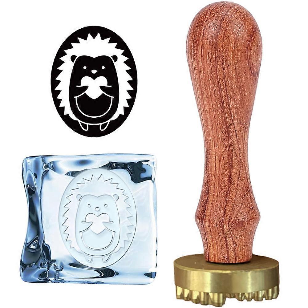 1Set Ice Stamp Hedgehog with Heart Ice Engraving Stamp Ice Drinking Making Tool Ice Cube Press Stamp Brass Stamp Head with Removable Wood Handle and V