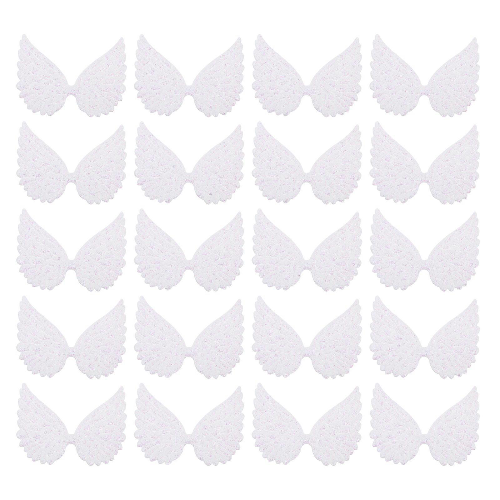 30 pezzi toppe per torta a forma di ali d'angelo, mini toppe per cucire a forma di ali d'angelo glitterate, accessori