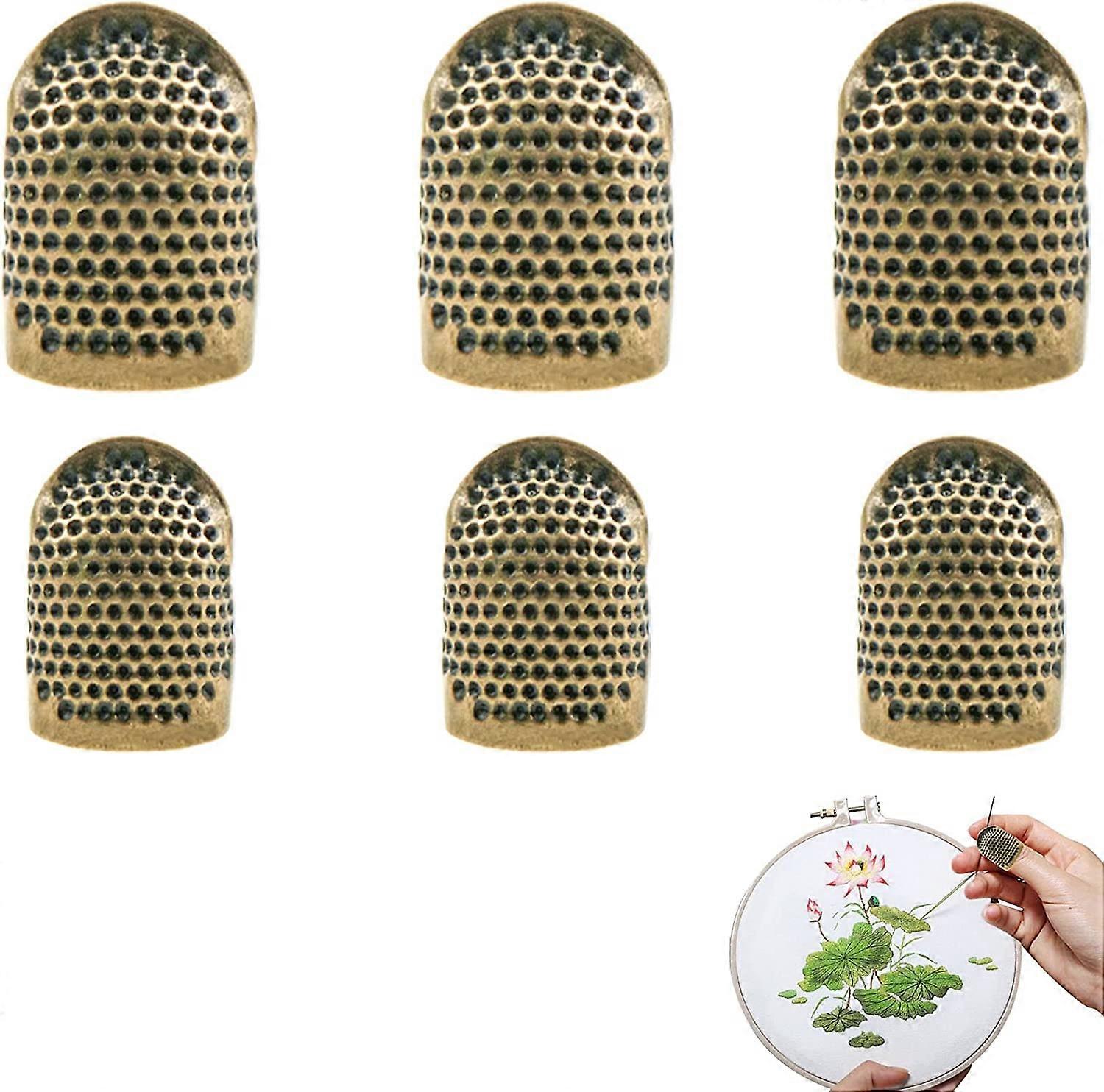 6 Pcs Metal Sewing Thimble Finger Protector, DIY Sewing ToolBronze