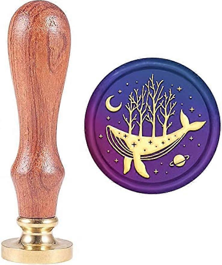 1Set Whale Wax Seal Stamp Whale Forest Sealing Wax Stamp Moon Stars Planet Pattern Brass Seal Head 30mm