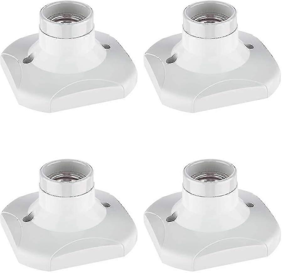 E27 Ceramic Light Bulb Holder,4 Pcs E27 Bulb Holder Socket Lamp Holder Socket E27 Wall Socket For Balcony Ceiling Ring Ac 220-250v White