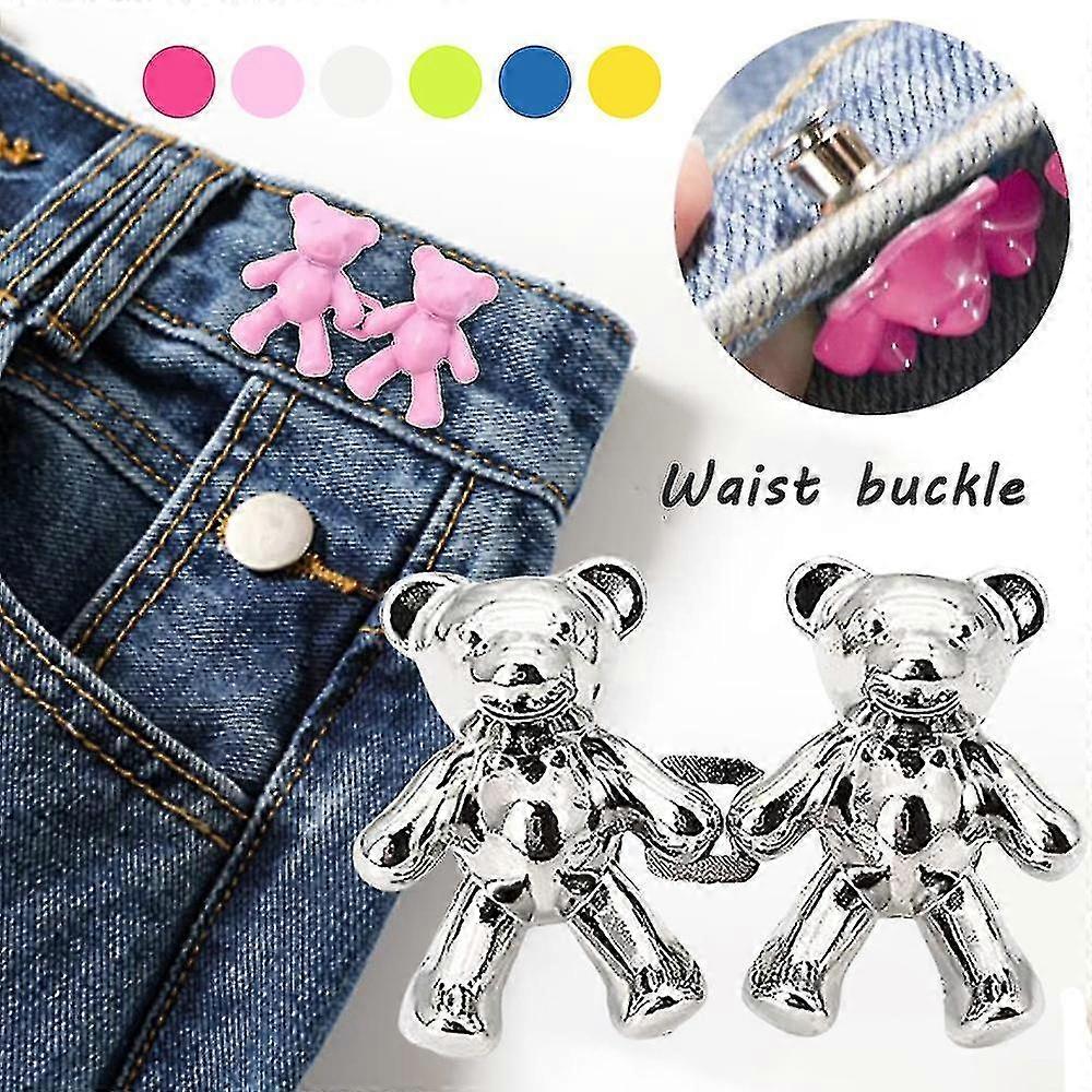 Bear Jeans Button, Adjustable Jean Button Pin, Detachable Decorative Waist Buckles, No Sewing, Perfect Fit Tighten Waist Adjustment Button For Pants