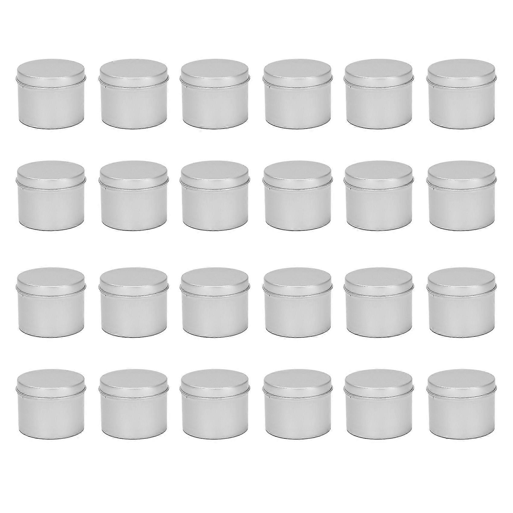 24 حزمة جولة علب معدنية مربع شمعة القصدير الأسود الألومنيوم جرة التخزين وعاء فارغ عادي علب كريم كوزمي