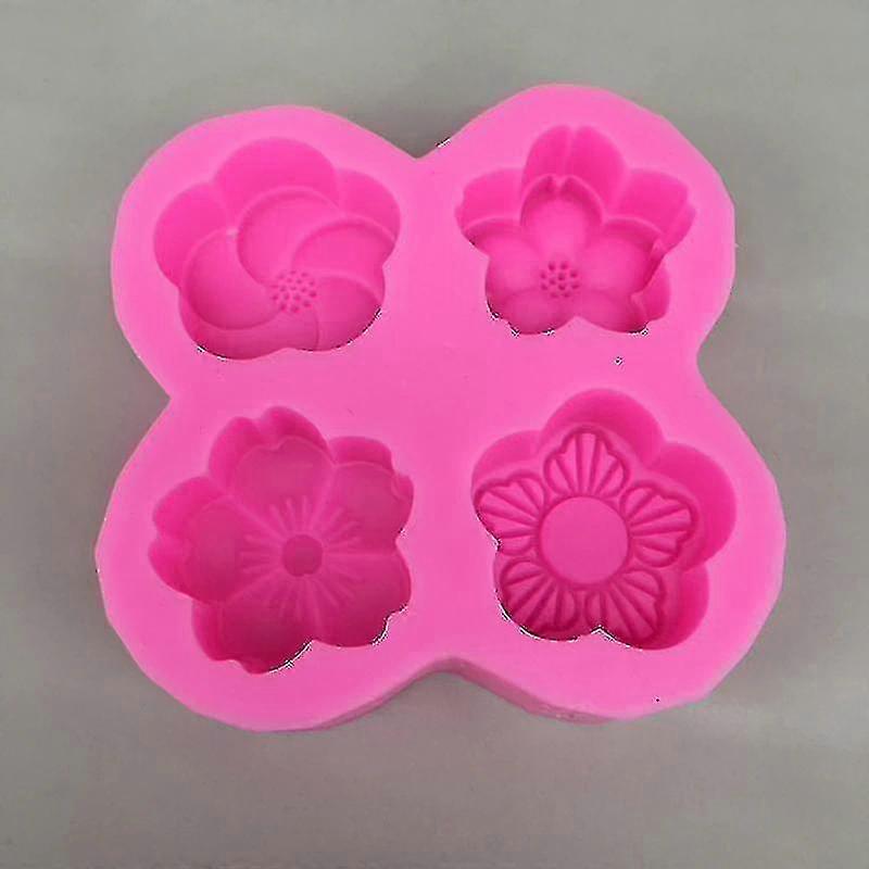 ミニオウル - DIY ハンドメイド 4 穴フラワーシリコンソープモールド