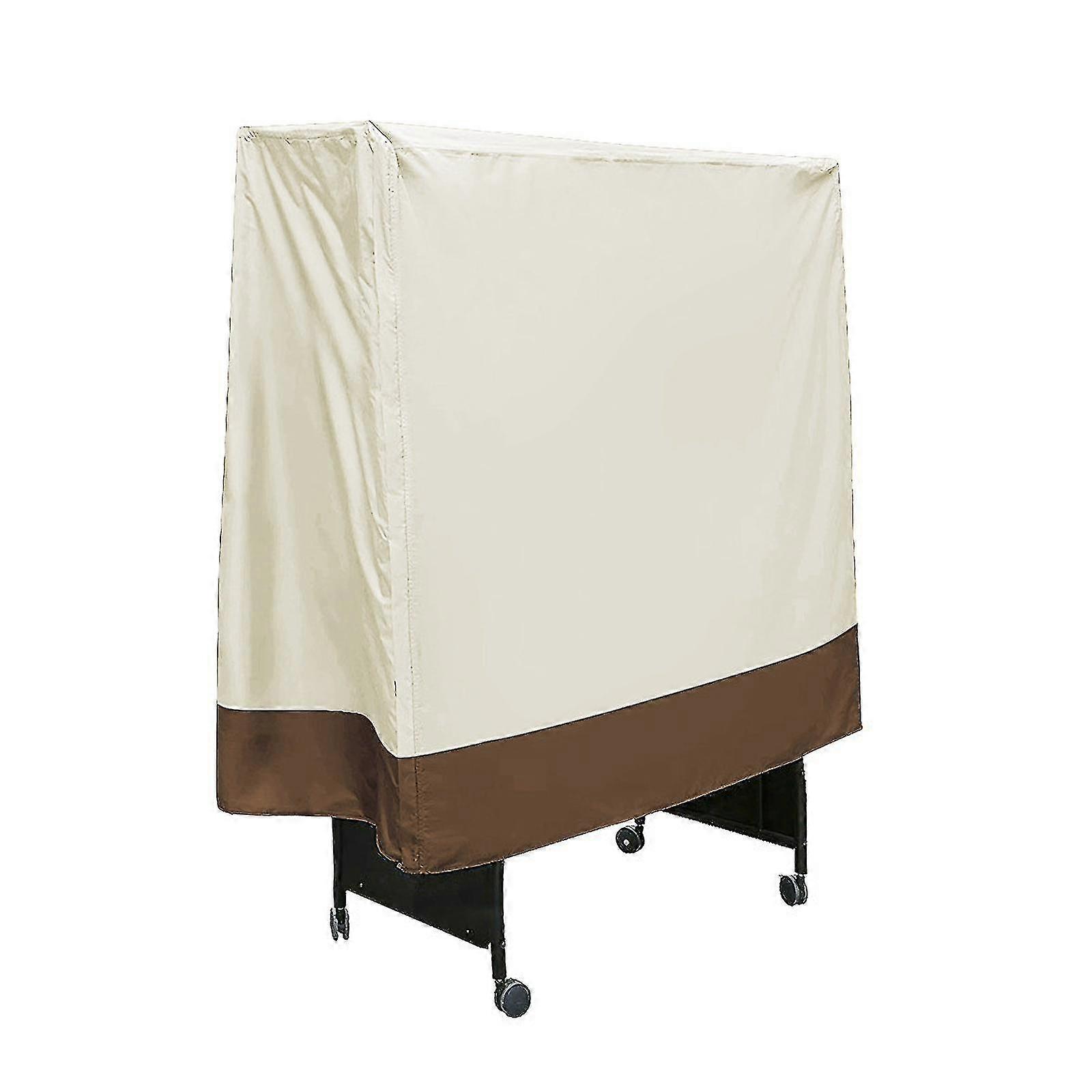 600d بيج 165 * 70 * 185 سم غطاء طاولة بينغ بونغ غطاء واقي خارجي قابل للطي لطاولة تنس الطاولة غطاء خارجي داخلي مقاوم للعوامل الجوية