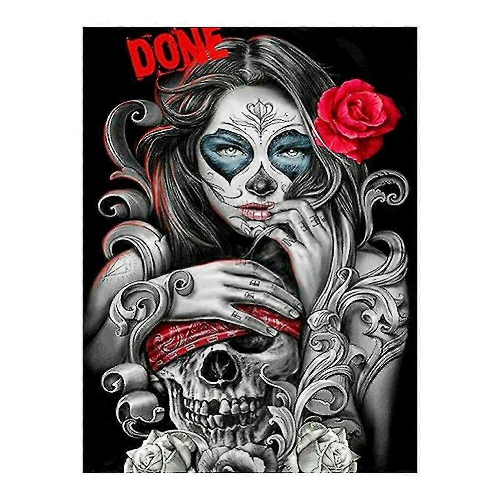 Woman Skull Red Rose Diamond Painting Portrait Round Full Drill Nouveaute Diy Mosaic Embroidery 5d Cross Stitch Pattern