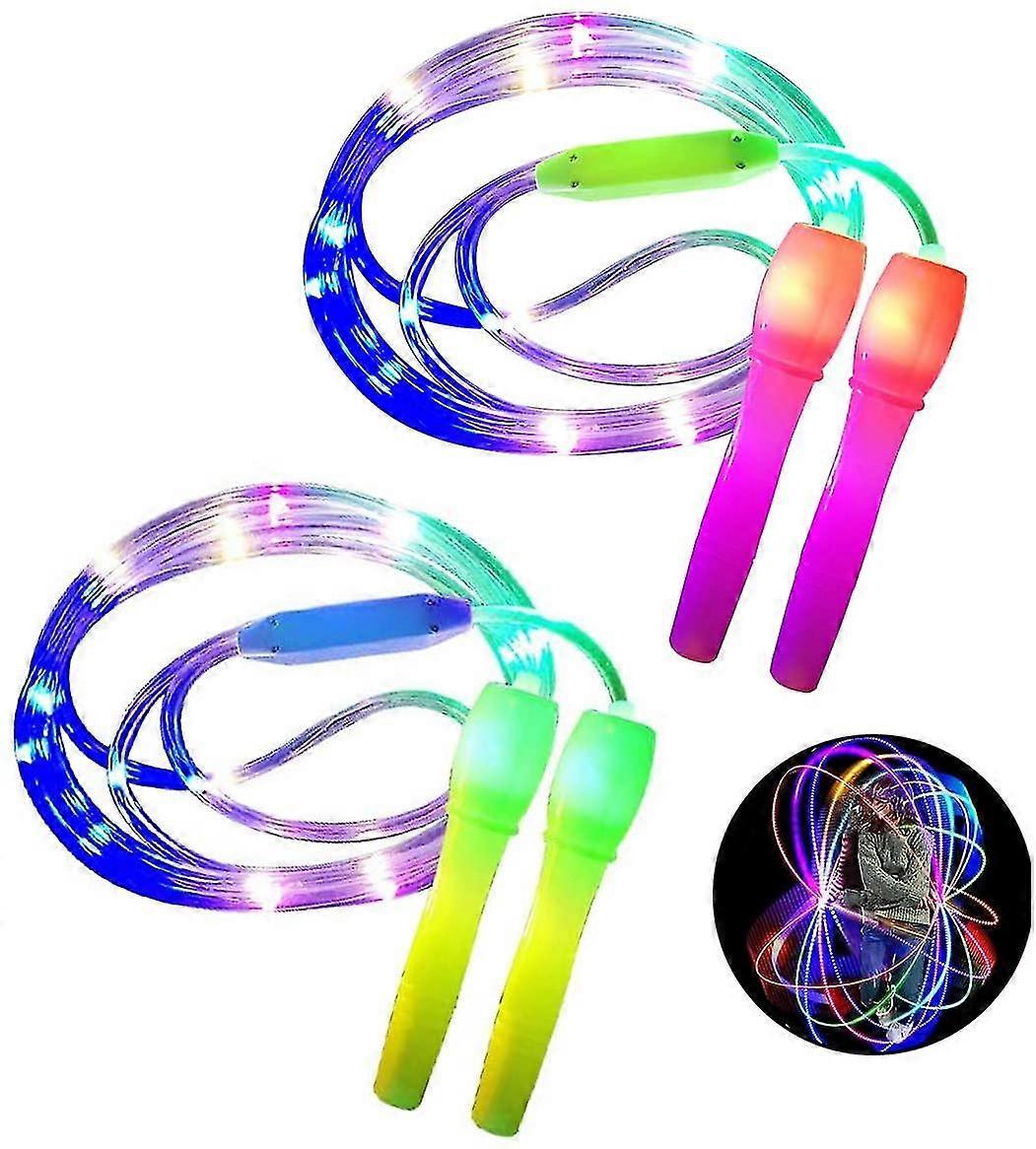 Set Of 2 Led Jump Ropes, Adjustable Length And Three Light Modes Skipping Rope For Kids, Light Show, Fitness