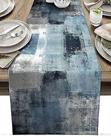 Blue Dining Table Runners 36 inches Long,Gray Abstract Oil Painting Art Coffee Table Runner Dresser Scarves, Washable Non-Slip Rectangle Table Setting