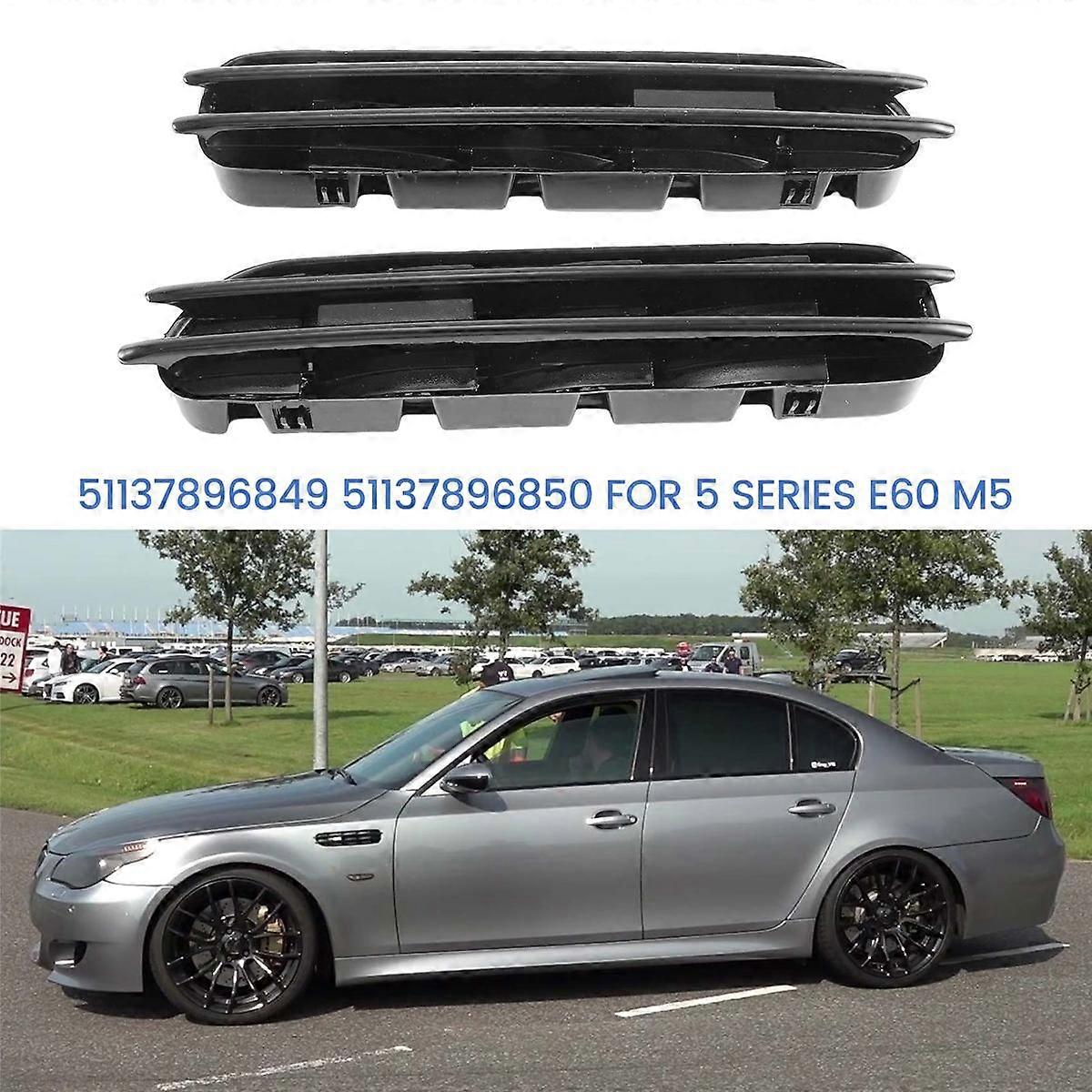 1 Paar Auto Seitenwand Gitter Lüftungsschlitze für 5er E60 M5 Links & Rechts 51137896849 51137896850 Hell B Bright Black