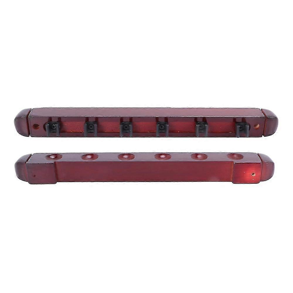 Billiard Pool Snooker Table Wall Mount Hanging Professional 6 Cue Sticks Solid Wood Rack Holder