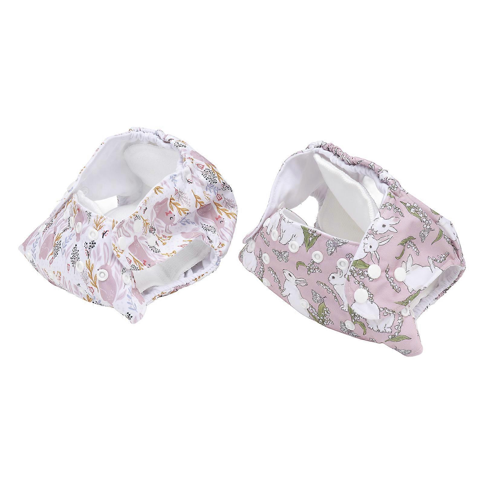 2pcs Pocket Diapers Reusable Washable Adjustable Super Absorbent Baby Diapers with Buttons
