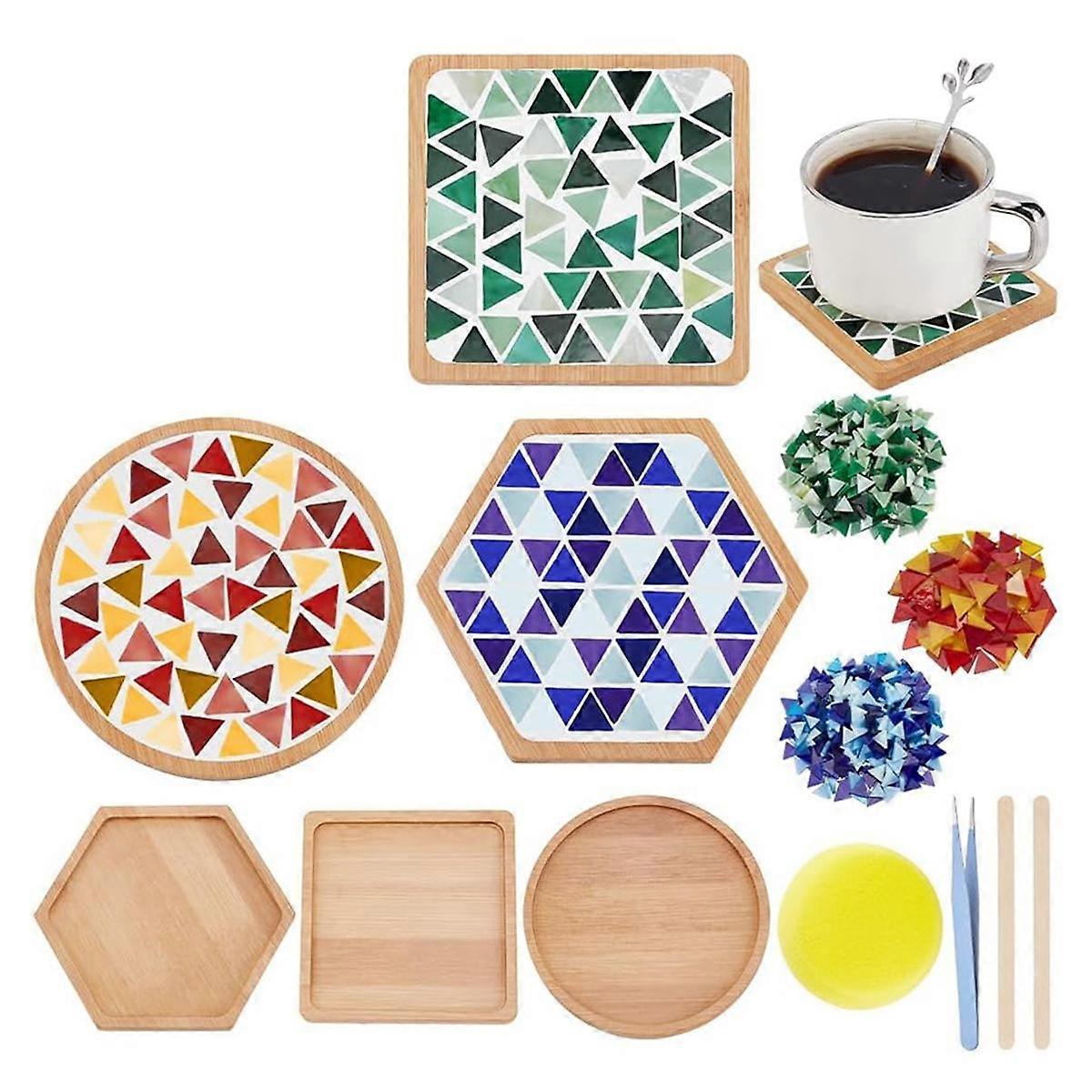 Mosaic Coaster Making Kit for DIY Mosaic Coaster Crafts Kit Handmade Mosaic Coaster Making Kit for