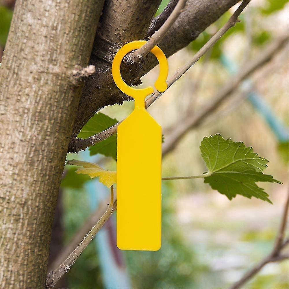 100 Pcs Plant Tree Tag Thick Plastic Gardener Tag Hanging Garden Tag Yellow