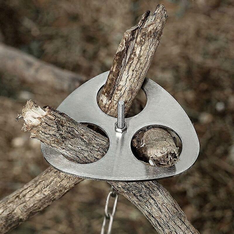 Camping Tripod Board - Turn branches into a campfire tripod, stainless steel campfire support plate with adjustable chain for hanging cooking utensils
