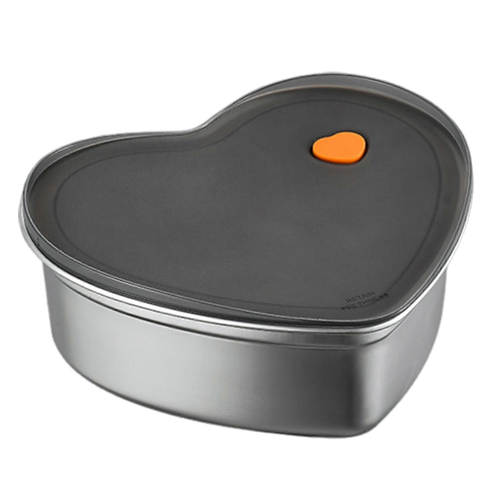 350/900/1900ML Stainless Steel Food Container with Lid Sealed Leak-proof Easy to Clean Large Capacity Heart Shaped Bento Box for Camping KAESI