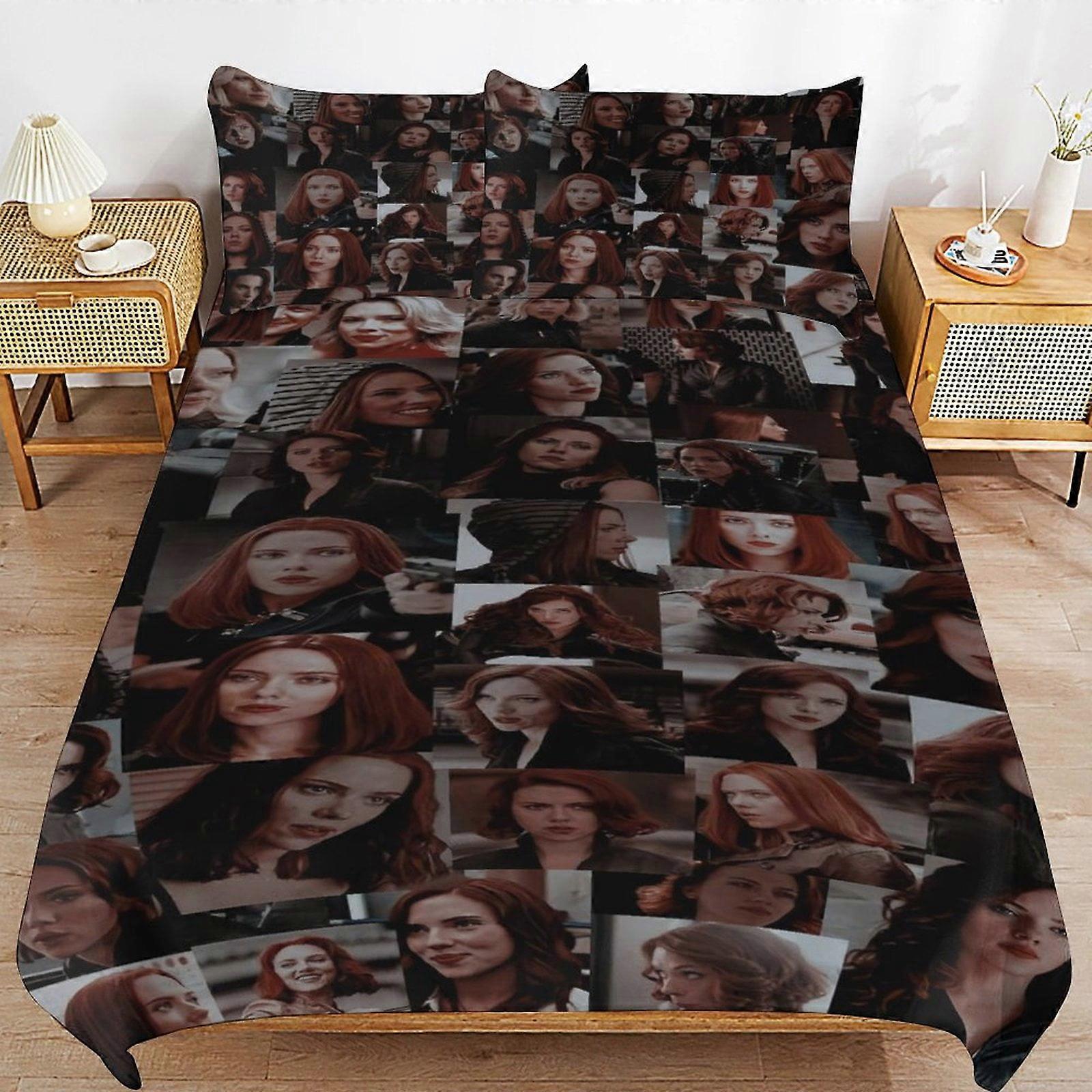 v6708 Lakan Sängkläder Scarlett Johansson Sängkläder Ultra Mjuk hudvänlig Påslakan 3 delar, Söt Täcke Täcke Bäddset för pojkar flickor ki