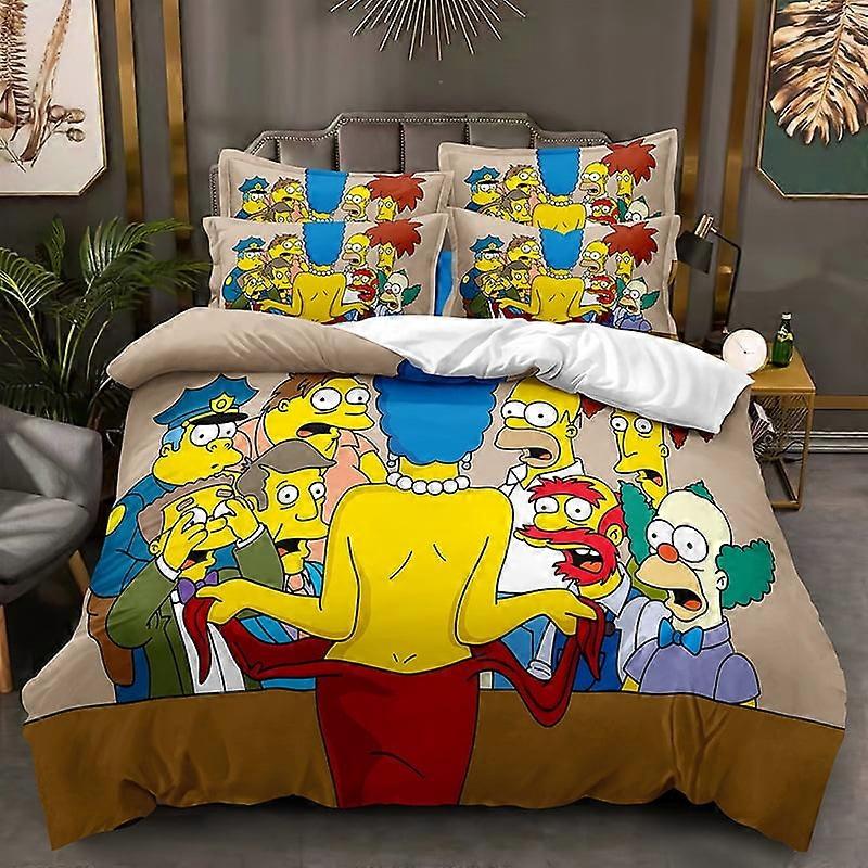 v5014 Bed Sheets Bedding Simpson _ s 3 PCS Comfort Set with 2 Pillowcases,Simp_sons Bedding Set Sheet Set for Kids Adults,All Season Lightweight Bedd