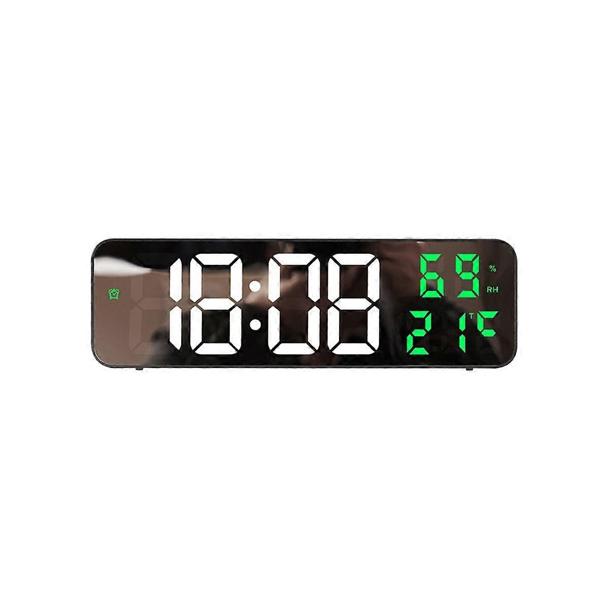 Digital Wall Clock Temperature and Humidity Display Night Mode Table Alarm Clock 12/24H Electronic