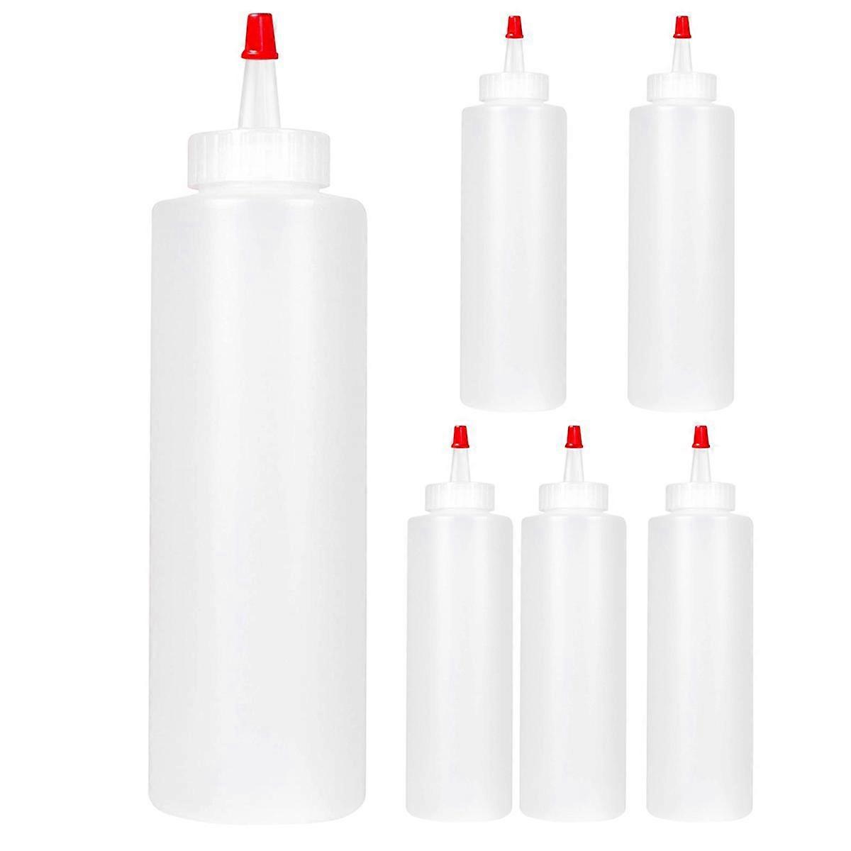 6PC Squeeze Squirt Condiment Bottles for Sauces - 16 Ounce - Perfect Containers for Ketchup, BBQ, S