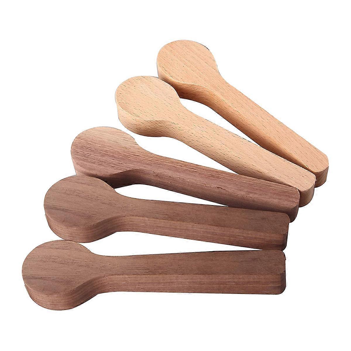 5 Pcs Wood Carving Spoon Blank Beech and Walnut Wood Unfinished Wooden Craft Whittling Kit for Whit