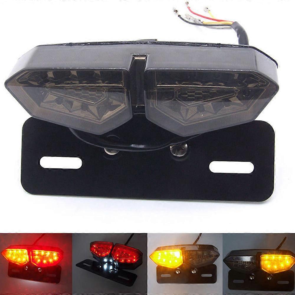 Universal Multifunction Motorcycle LED Taillight Custom Motorbike Rear Stop Brake License Plate Light for Cafe Racer Flash Lamp