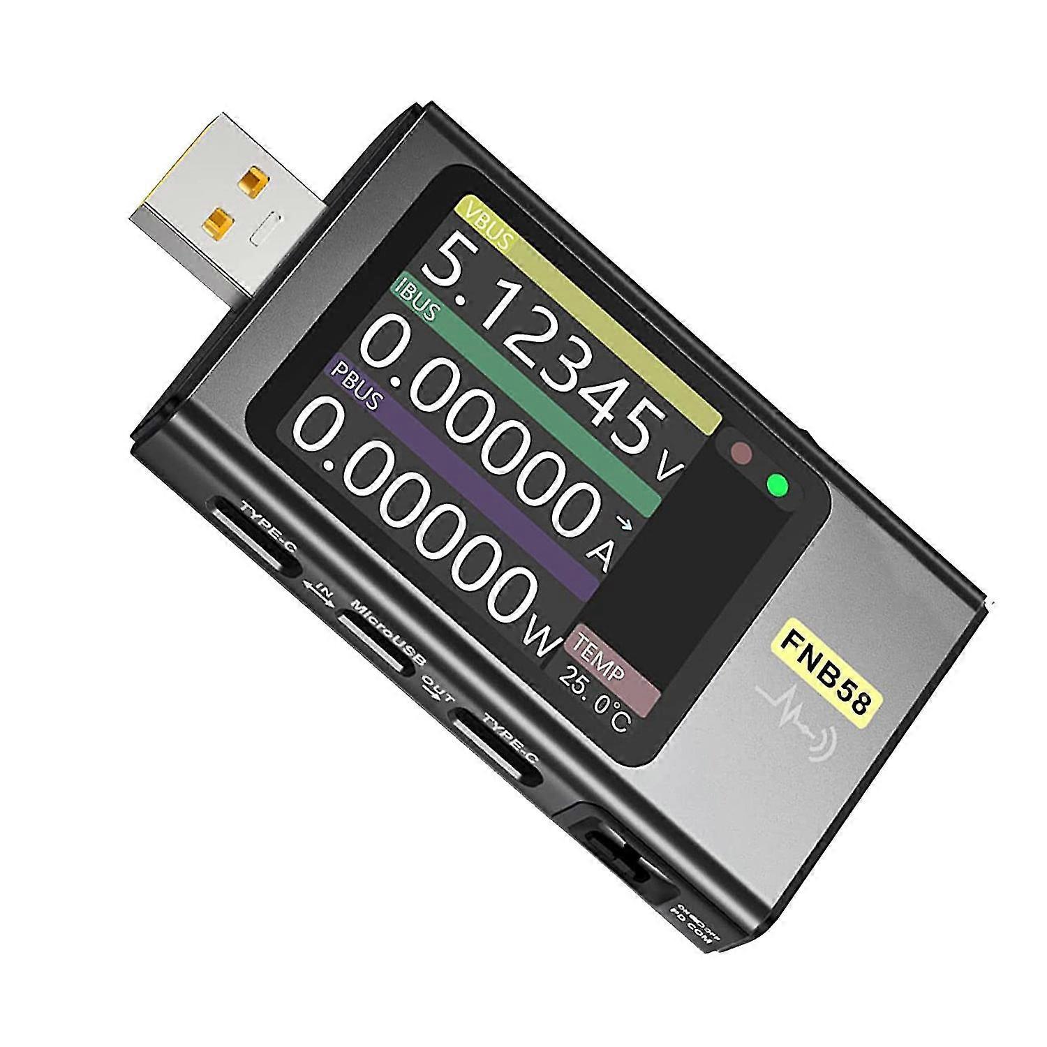 Fnb58 Usb Tester, Digital Voltmeter Current Tester Usb Type-c Fast Charge Protocol Power Trigger De