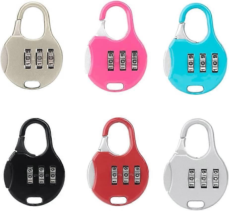 6 Pieces Number Combination Padlock, Number Code Padlock, Code Lock Suitcase Padlock, Resettable Small Code Padlock, Colorful Combination Lock, for Mi