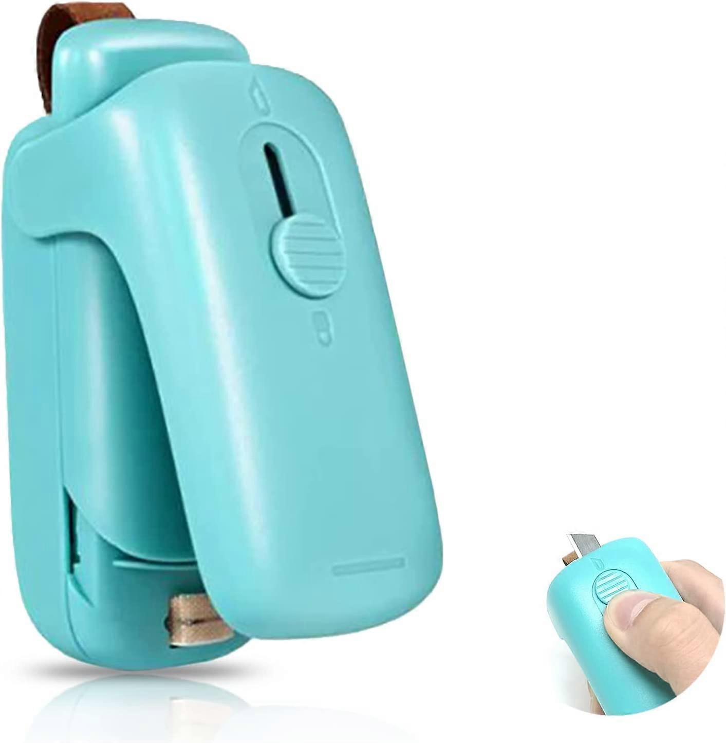 Mini Sealer 2 in 1 Portable Bag Sealer Bag Sealer Plastic Bag Sealer with Cutter Portable Heat Sealer Sealing Machine for Food and Snacks Storage (Blu