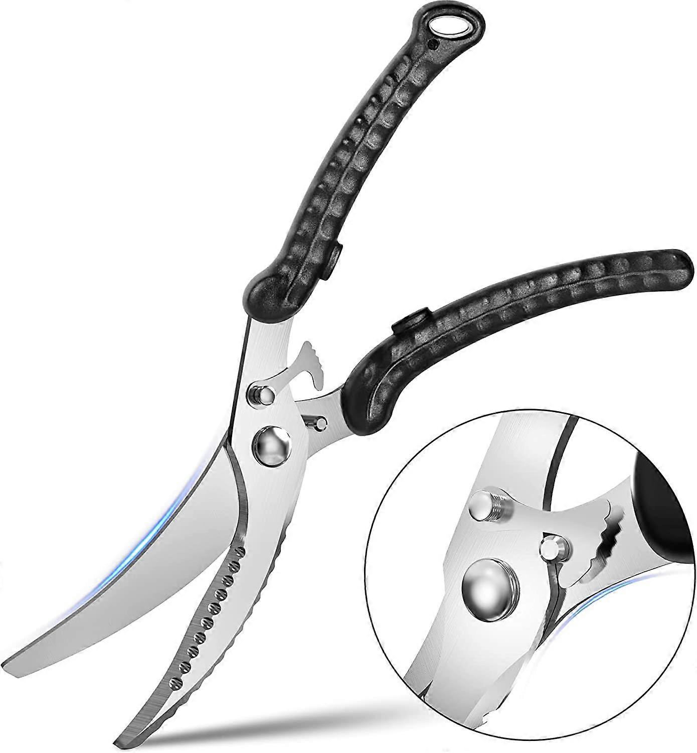 Kitchen Scissors24.5*5cm, Poultry Scissors Kitchen Shears, Multi-Purpose Scissors with Scraping Fish Scales Function, Scissors for Chicken, Fish, Meat