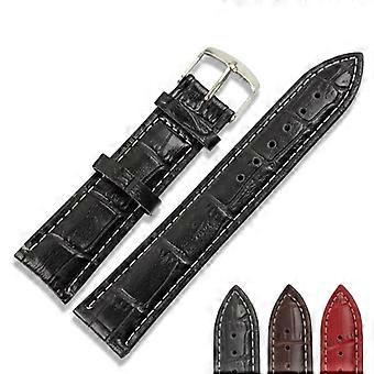 2 Män Kvinnor PU Läderrem Bambu Mönster Armbandsur Ersättning Färg: svart