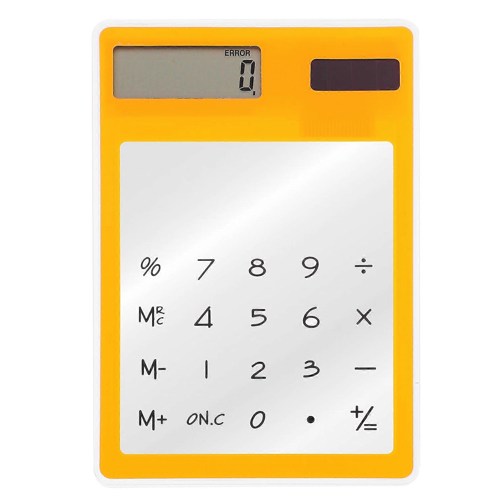Calculatrice solaire Écran tactile transparent avec écran LCD Design Fournitures de bureau scolaires (Orange)