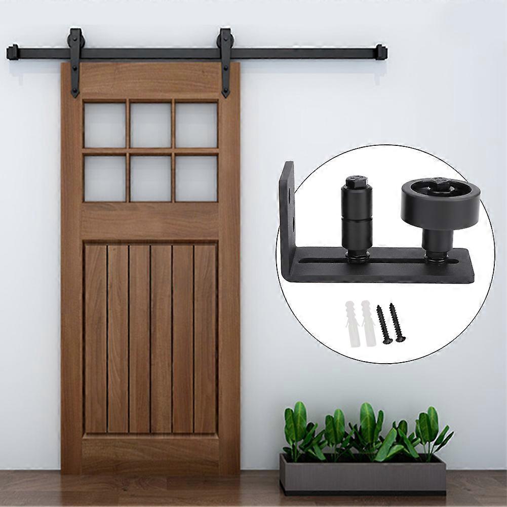 Adjustable Carbon Steel Floor Guide compatible Sliding Barn Door(Double Roller with a Small Roller)
