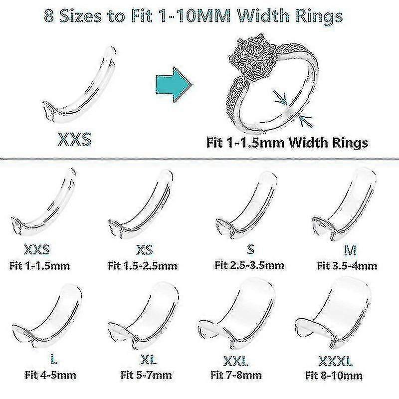 Silicone Invisible Clear Ring Size Adjuster - 8 Sizes - Jewelry Tools