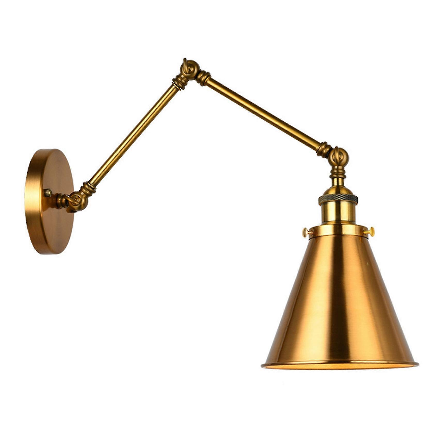 Industrial Wall Sconce Light Brass Cone Shade Wall Light with Adjustable Arm for Indoor Home Bar Wa