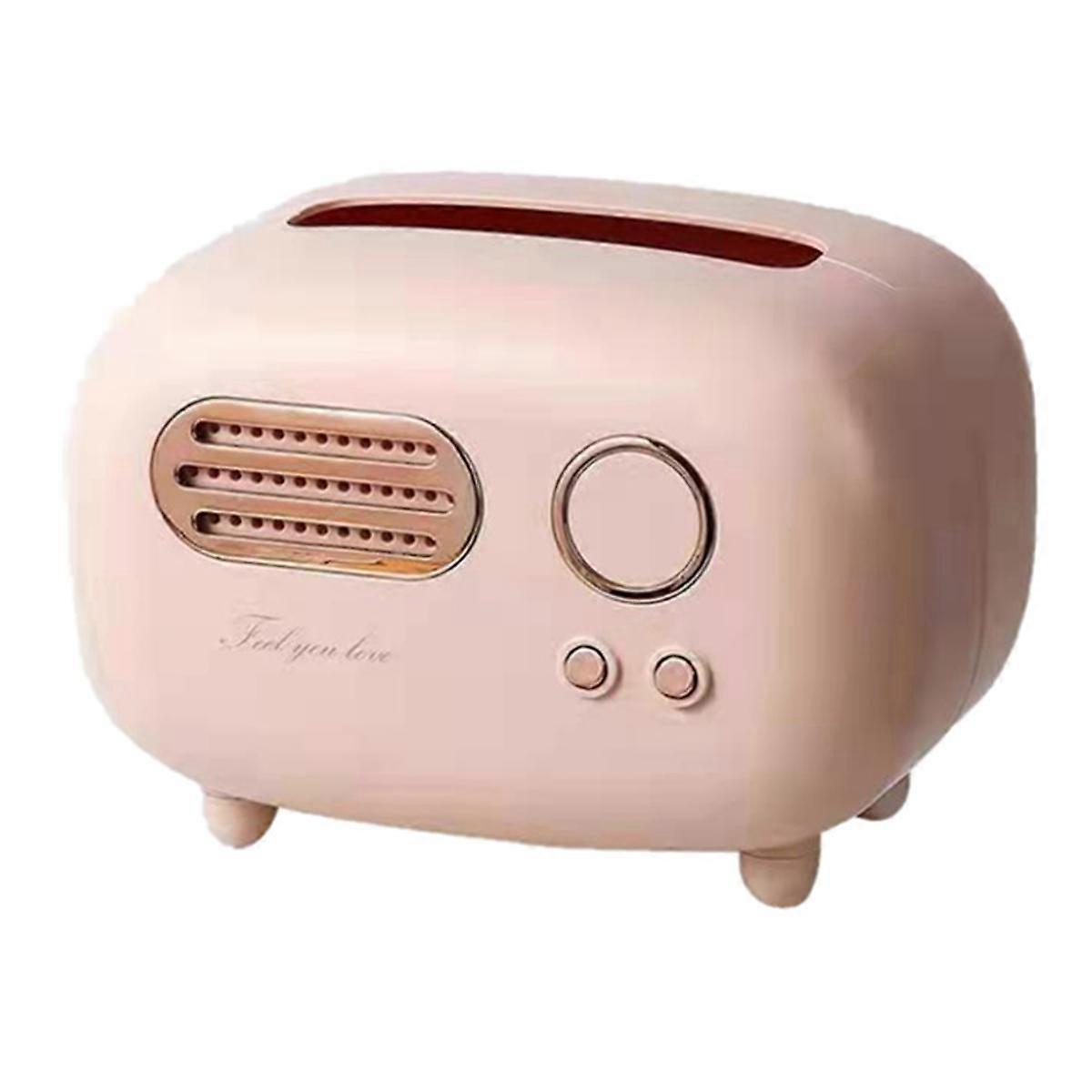 Retro Radio Shape Tissue Cover Box for Kitchen, Bathroom Vanity Countertops, Night Stands, Desks an